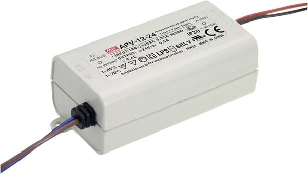 Mean Well APV-12-12 LED-Trafo Konstantspannung 12 W 0 - 1 A 12 V/DC nicht dimmbar, Überlastschutz 1 St.