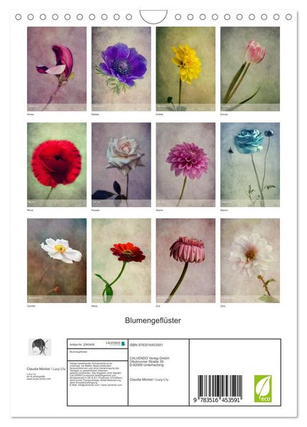 Produktbild: Blumengefl&uuml;ster (Wandkalender 2026 DIN A4 hoch), CALVENDO Monatskalender