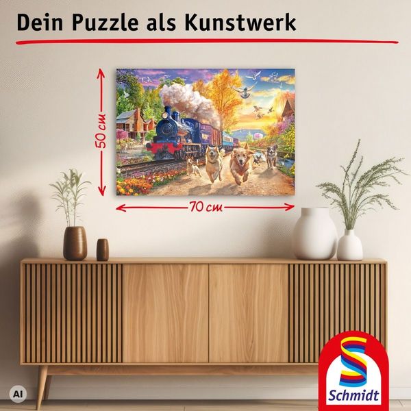 Produktbild: Schmidt 58070 - Hunderennen mit Dampflok, Puzzle, 1000 Teile