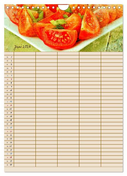 Produktbild: Italienische K&uuml;che mit Familienplaner (Wandkalender 2026 DIN A4 hoch), CALVENDO Monatskalender