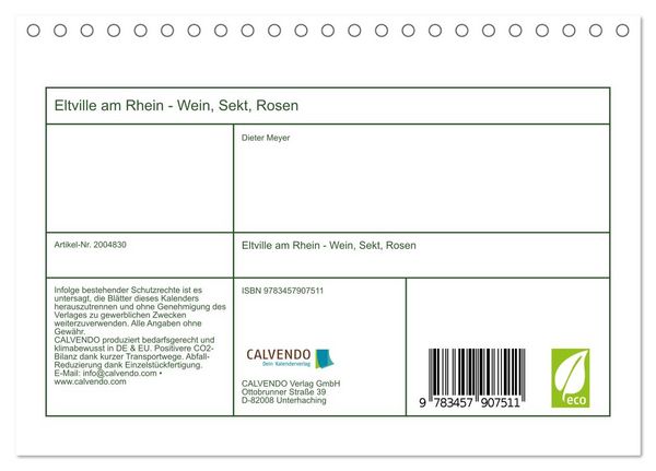 Produktbild: Eltville am Rhein - Wein, Sekt, Rosen (Tischkalender 2026 DIN A5 quer), CALVENDO Monatskalender