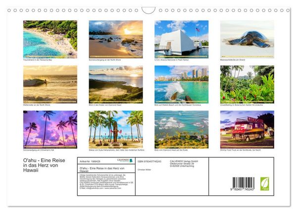 Produktbild: O'ahu - Eine Reise in das Herz von Hawaii (Wandkalender 2026 DIN A3 quer), CALVENDO Monatskalender