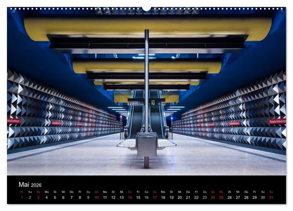 Produktbild: MetroMUC, Stationen im Untergrund M&uuml;nchens (Wandkalender 2026 DIN A2 quer), CALVENDO Monatskalender