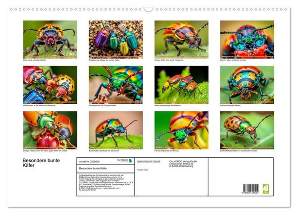 Produktbild: Besondere bunte K&auml;fer (Wandkalender 2026 DIN A2 quer), CALVENDO Monatskalender