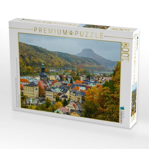 Produktbild: CALVENDO Puzzle Blick &uuml;ber Bad Schandau in Richtung des Tafelberges Lilienstein | 1000 Teile Lege-Gr&ouml;&szlig;e 64x48cm Foto-Puzzle f&uuml;r gl&uuml;ckliche Stunden