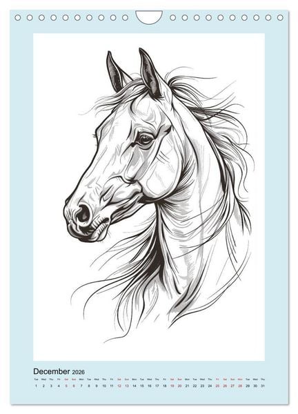 Produktbild: Sketchy Power Horses (Wall Calendar 2026 DIN A4 portrait), CALVENDO 12 Month Wall Calendar