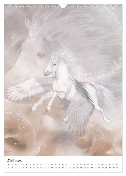 Produktbild: Einhorn und Pegasus (Wandkalender 2026 DIN A3 hoch), CALVENDO Monatskalender