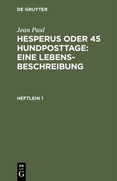 Produktbild: Hesperus oder 45 Hundposttage : Eine Lebensbeschreibung