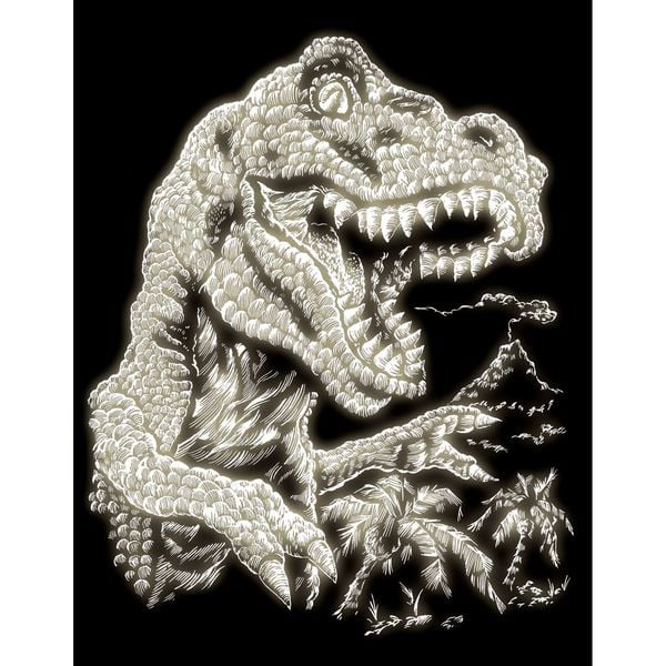 Produktbild: PRACHT Kratzbild Tyrannosaurus Rex Glow in the Dark