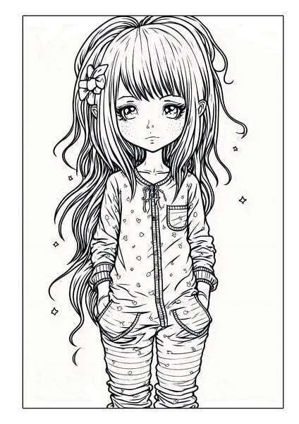 Produktbild: Manga Malbuch für Mädchen ab 8 Jahren mit 52 Ausmalbildern