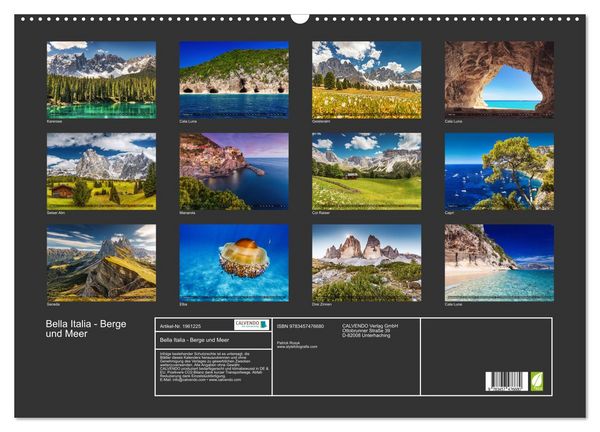 Produktbild: Bella Italia - Berge und Meer (Wandkalender 2026 DIN A2 quer), CALVENDO Monatskalender