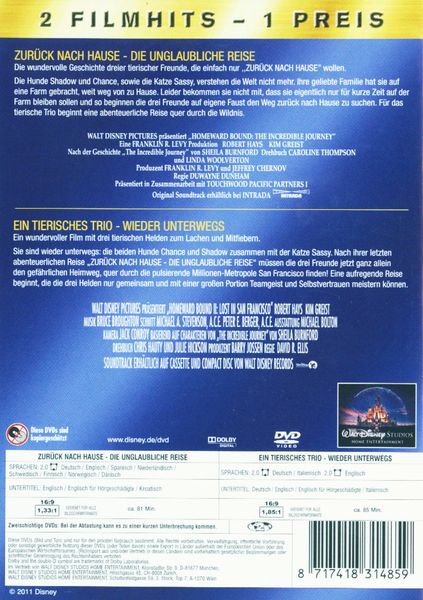 Produktbild: Zur&uuml;ck nach Hause/Ein tierisches Trio [2 DVDs]