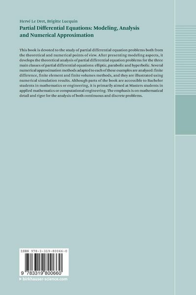 Produktbild: Partial Differential Equations: Modeling, Analysis and Numerical Approximation