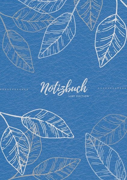 Produktbild: Notizbuch Tagebuch A5 liniert - 100 Seiten 90g/m&sup2; - Soft Cover - Silberne Bl&auml;tter auf blau - Papier