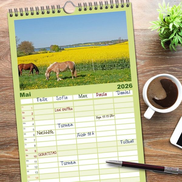 Produktbild: Familienplaner 2026 - Die Schlei - Segelrevier und Naturpark mit 5 Spalten (Wandkalender, 21 x 45 cm) CALVENDO