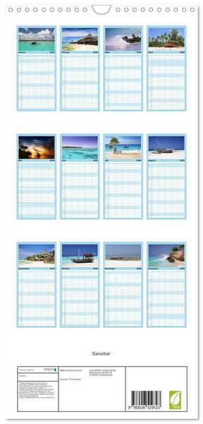Produktbild: Familienplaner 2026 - Sansibar mit 5 Spalten (Wandkalender, 21 x 45 cm) CALVENDO