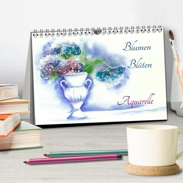 Produktbild: Blumen Bl&uuml;ten Aquarelle (Tischkalender 2026 DIN A5 quer), CALVENDO Monatskalender