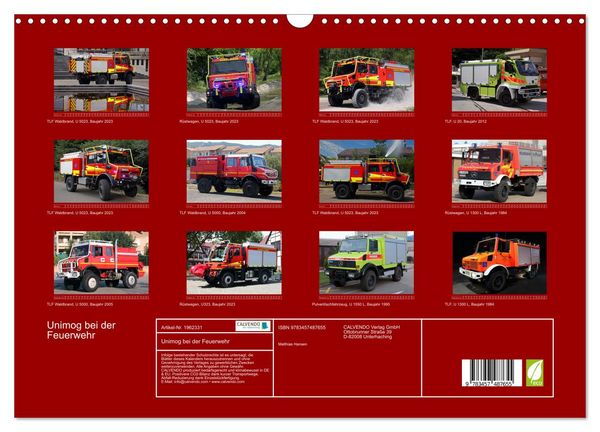 Produktbild: Unimog bei der Feuerwehr (Wandkalender 2026 DIN A3 quer), CALVENDO Monatskalender