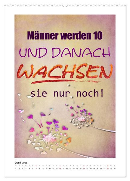 Produktbild: Humor und Ironie. Lustige Spr&uuml;che (hochwertiger Premium Wandkalender 2026 DIN A2 hoch), Kunstdruck in Hochglanz