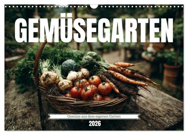 Gemüsegarten - Gemüse aus dem eigenen Garten (Wandkalender 2026 DIN A3 quer), CALVENDO Monatskalender
