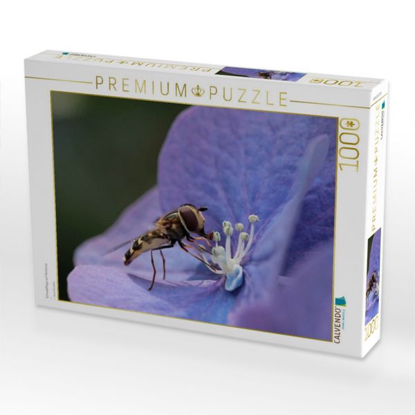 Produktbild: CALVENDO Puzzle Schwebfliege auf Hortensie | 1000 Teile Lege-Gr&ouml;&szlig;e 64x48cm Foto-Puzzle f&uuml;r gl&uuml;ckliche Stunden
