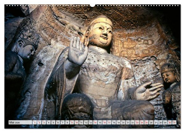 Produktbild: Die Grotten und h&auml;ngenden Kl&ouml;ster von Yungang (hochwertiger Premium Wandkalender 2026 DIN A2 quer), Kunstdruck in Hochglanz