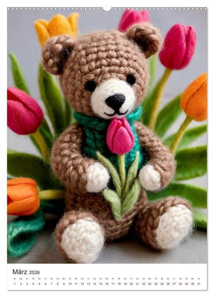 Produktbild: Teddys aus Wolle (Wandkalender 2026 DIN A2 hoch), CALVENDO Monatskalender