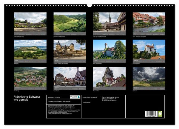 Produktbild: Fr&auml;nkische Schweiz wie gemalt (Wandkalender 2026 DIN A2 quer), CALVENDO Monatskalender
