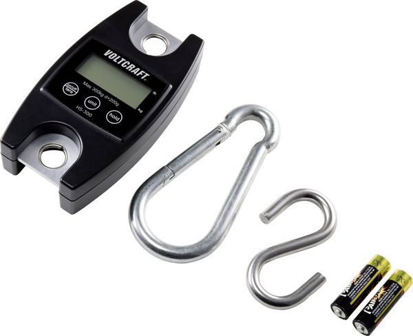 Produktbild: VOLTCRAFT HS-300 H&auml;ngewaage HS-300 W&auml;gebereich (max.) 300 kg Ablesbarkeit 200 g batteriebetrieben Schwarz
