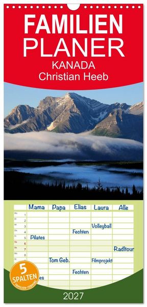 Produktbild: Familienplaner 2027 - KANADA Christian Heeb mit 5 Spalten (Wandkalender, 21 x 45 cm) CALVENDO