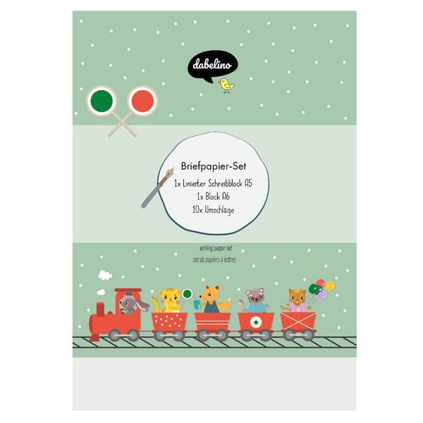 Produktbild: Liniertes Briefpapier-Set f&uuml;r Kinder: Eisenbahn, Zug (f&uuml;r M&auml;dchen und Jungen)
