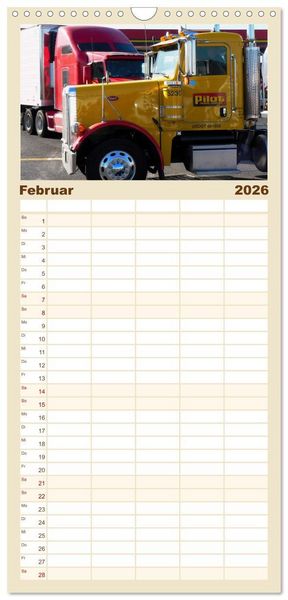 Produktbild: Familienplaner 2026 - US-Trucks. Faszination Langhauber mit 5 Spalten (Wandkalender, 21 x 45 cm) CALVENDO