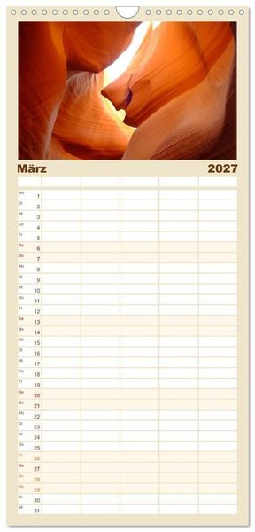 Produktbild: Familienplaner 2027 - Naturwunder und Nationalparks der amerikanischen Westk&uuml;ste mit 5 Spalten (Wandkalender, 21 x 45 cm) CALVENDO