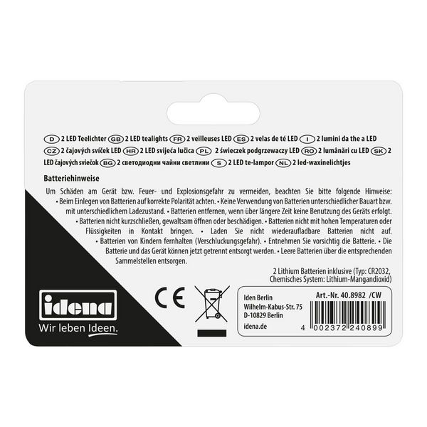 Produktbild: Idena LED Teelichter batteriebetrieben &Oslash;4x4,5cm 2 St&uuml;ck