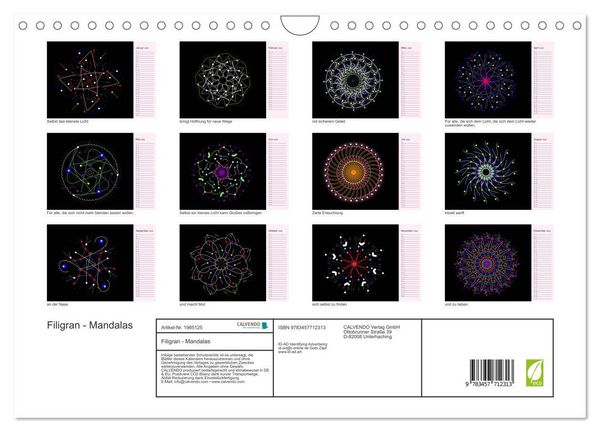 Produktbild: Filigran - Mandalas (Wandkalender 2026 DIN A4 quer), CALVENDO Monatskalender