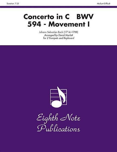 Produktbild: Bach, J: Concerto in C, Bwv 594 (Movement I)