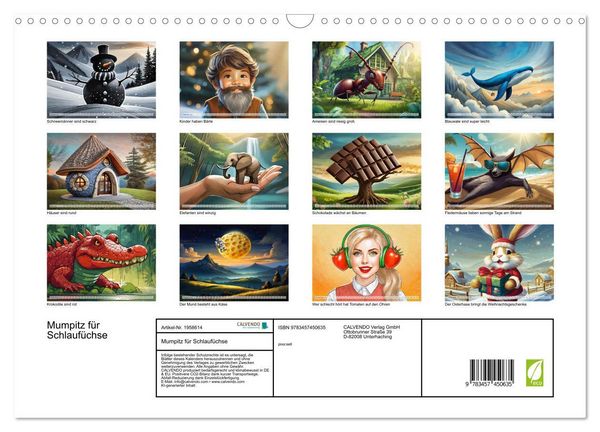 Produktbild: Mumpitz f&uuml;r Schlauf&uuml;chse (Wandkalender 2026 DIN A3 quer), CALVENDO Monatskalender