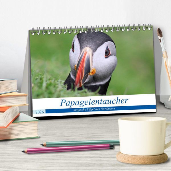 Produktbild: Papageientaucher 2026 - Magische V&ouml;gel des Nordmeers (Tischkalender 2026 DIN A5 quer), CALVENDO Monatskalender