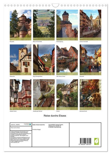 Produktbild: Reise durchs Elsass (Wandkalender 2026 DIN A3 hoch), CALVENDO Monatskalender