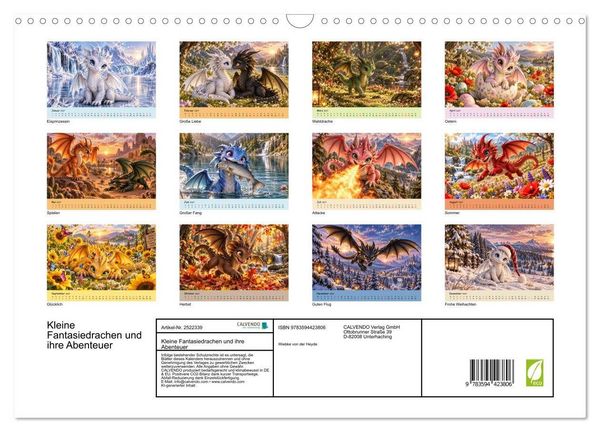 Produktbild: Kleine Fantasiedrachen und ihre Abenteuer (Wandkalender 2027 DIN A3 quer), CALVENDO Monatskalender