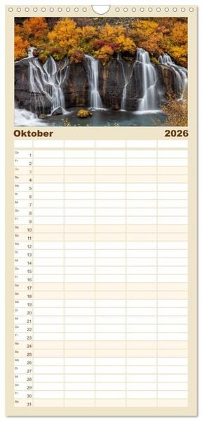 Produktbild: Familienplaner 2026 - Island - Land aus Feuer und Eis mit 5 Spalten (Wandkalender, 21 x 45 cm) CALVENDO