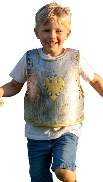 Produktbild: BestSaller 1429 - Kinder-Ritter-Brustpanzer Adler mit Gurten, Silber/Gold, 3231cm