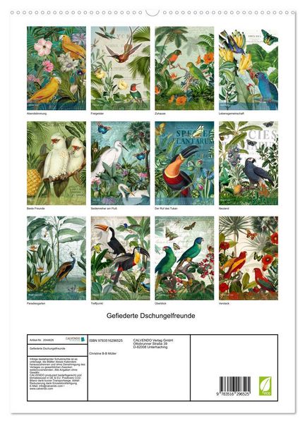 Produktbild: Gefiederte Dschungelfreunde (hochwertiger Premium Wandkalender 2026 DIN A2 hoch), Kunstdruck in Hochglanz