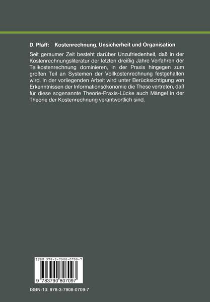 Produktbild: Kostenrechnung, Unsicherheit und Organisation