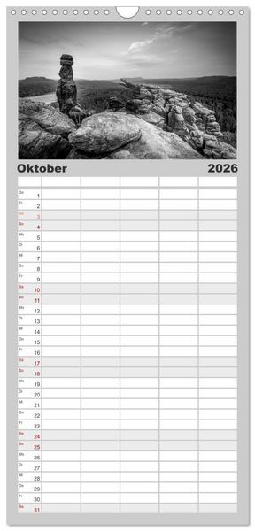 Produktbild: Familienplaner 2026 - Monochrome Wonders mit 5 Spalten (Wandkalender, 21 x 45 cm) CALVENDO