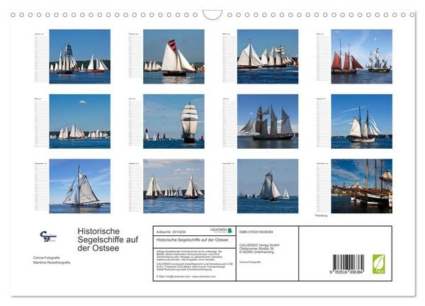 Produktbild: Historische Segelschiffe auf der Ostsee (Wandkalender 2026 DIN A3 quer), CALVENDO Monatskalender