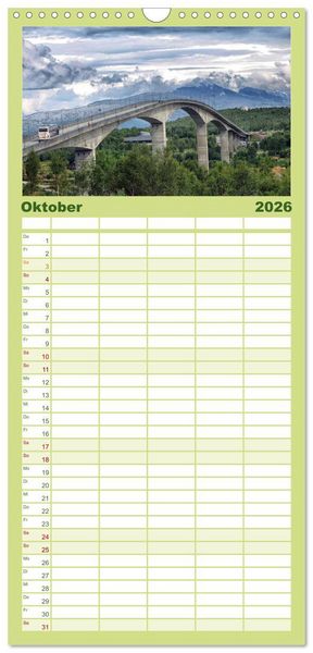 Produktbild: Familienplaner 2026 - Norwegen mit 5 Spalten (Wandkalender, 21 x 45 cm) CALVENDO