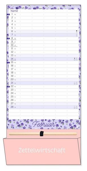 Produktbild: Deko-Familienplaner mit Tasche Flower Time 2027