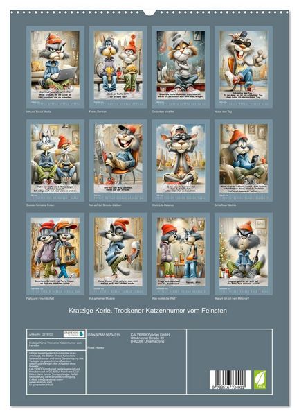 Produktbild: Kratzige Kerle. Trockener Katzenhumor vom Feinsten (hochwertiger Premium Wandkalender 2026 DIN A2 hoch), Kunstdruck in Hochglanz
