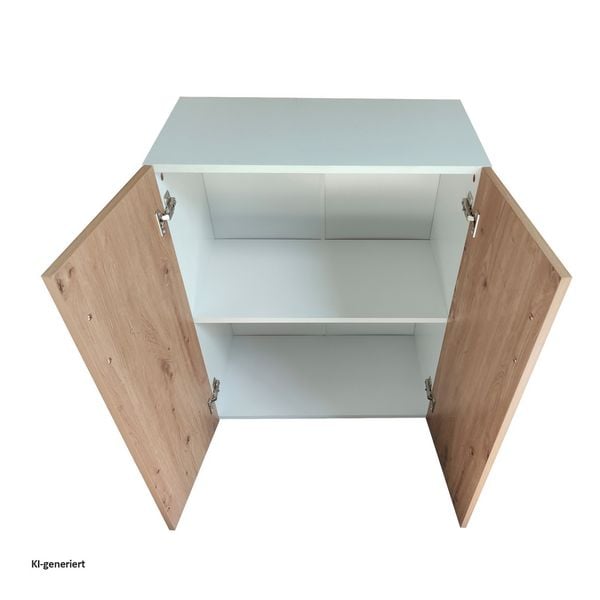 Produktbild: HTI-Living Kommode mit 2 Regalf&auml;chern Nina Wei&szlig;-Artisaneiche
